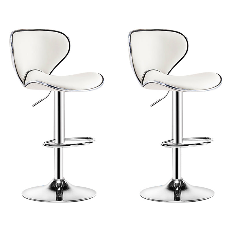 Modern Rotatable Backrest Counter Stool Steel Cashier Bar Stool with Leather Cushion Beige 2 Piece Set Clearhalo 'Bar Furniture' 'Bar Stools' 'bar_stools' 'furn' 'furn_bar_stools' 'Furniture' 'furniture_bar_stools' 'Kitchen & Dining Furniture' 4729825