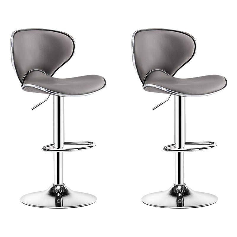 Modern Rotatable Backrest Counter Stool Steel Cashier Bar Stool with Leather Cushion Grey 2 Piece Set Clearhalo 'Bar Furniture' 'Bar Stools' 'bar_stools' 'furn' 'furn_bar_stools' 'Furniture' 'furniture_bar_stools' 'Kitchen & Dining Furniture' 4729826