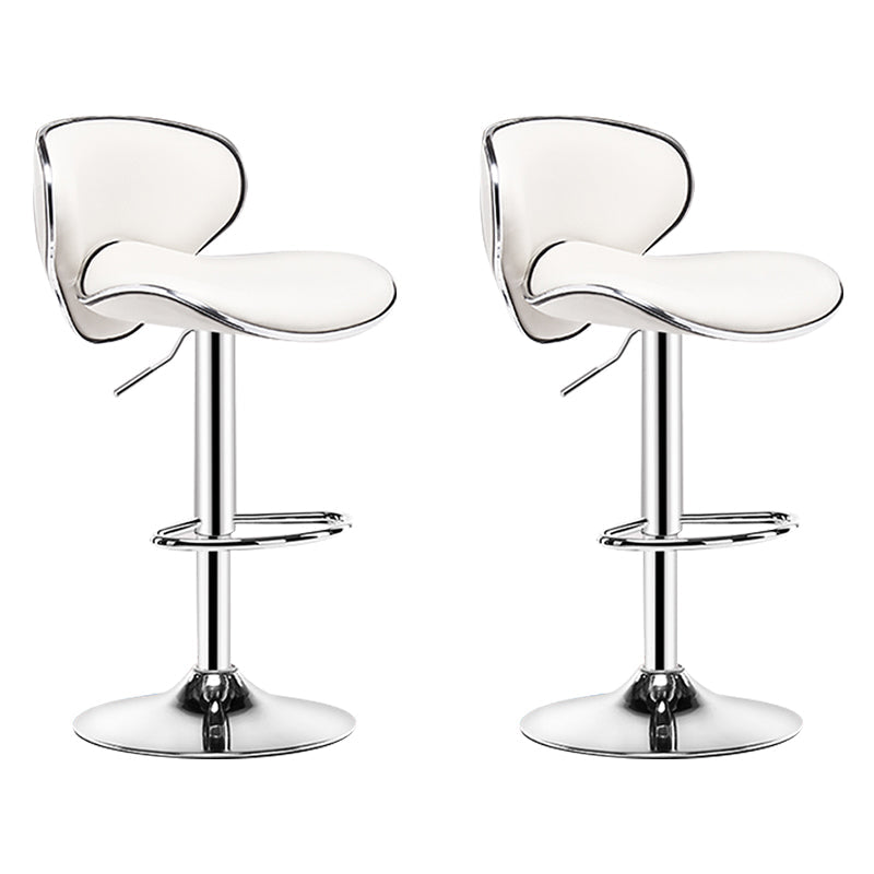 Modern Rotatable Backrest Counter Stool Steel Cashier Bar Stool with Leather Cushion Gloss White 2 Piece Set Clearhalo 'Bar Furniture' 'Bar Stools' 'bar_stools' 'furn' 'furn_bar_stools' 'Furniture' 'furniture_bar_stools' 'Kitchen & Dining Furniture' 4729827