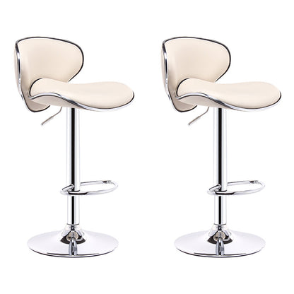 Modern Rotatable Backrest Counter Stool Steel Cashier Bar Stool with Leather Cushion Off-White 2 Piece Set Clearhalo 'Bar Furniture' 'Bar Stools' 'bar_stools' 'furn' 'furn_bar_stools' 'Furniture' 'furniture_bar_stools' 'Kitchen & Dining Furniture' 4729828