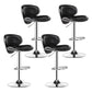 Modern Rotatable Backrest Counter Stool Steel Cashier Bar Stool with Leather Cushion Gloss Black 4 Piece Set Clearhalo 'Bar Furniture' 'Bar Stools' 'bar_stools' 'furn' 'furn_bar_stools' 'Furniture' 'furniture_bar_stools' 'Kitchen & Dining Furniture' 4729831