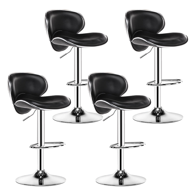 Modern Rotatable Backrest Counter Stool Steel Cashier Bar Stool with Leather Cushion Gloss Black 4 Piece Set Clearhalo 'Bar Furniture' 'Bar Stools' 'bar_stools' 'furn' 'furn_bar_stools' 'Furniture' 'furniture_bar_stools' 'Kitchen & Dining Furniture' 4729831