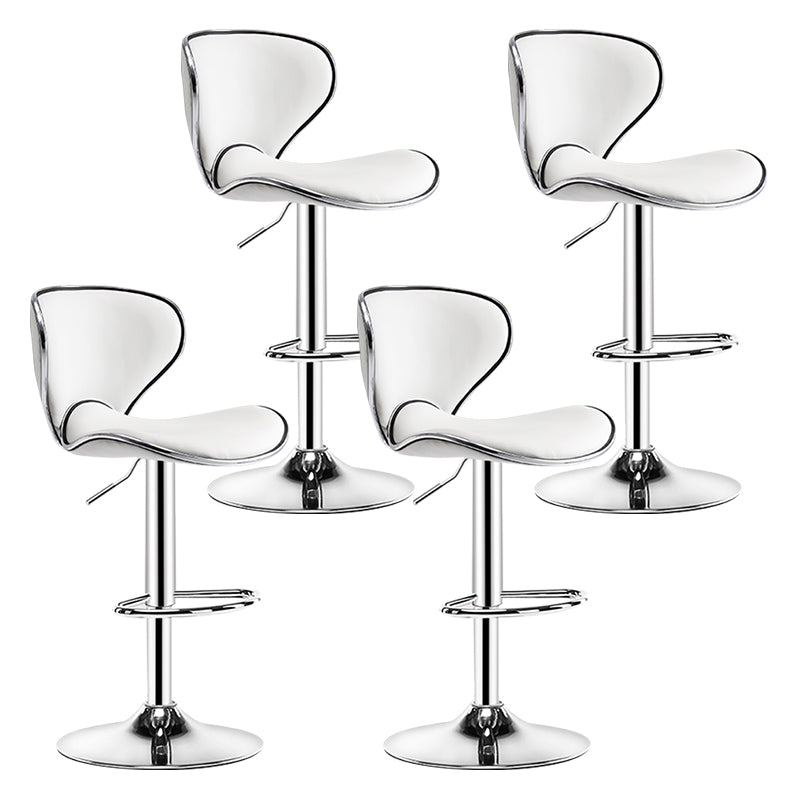 Modern Rotatable Backrest Counter Stool Steel Cashier Bar Stool with Leather Cushion White 4 Piece Set Clearhalo 'Bar Furniture' 'Bar Stools' 'bar_stools' 'furn' 'furn_bar_stools' 'Furniture' 'furniture_bar_stools' 'Kitchen & Dining Furniture' 4729832