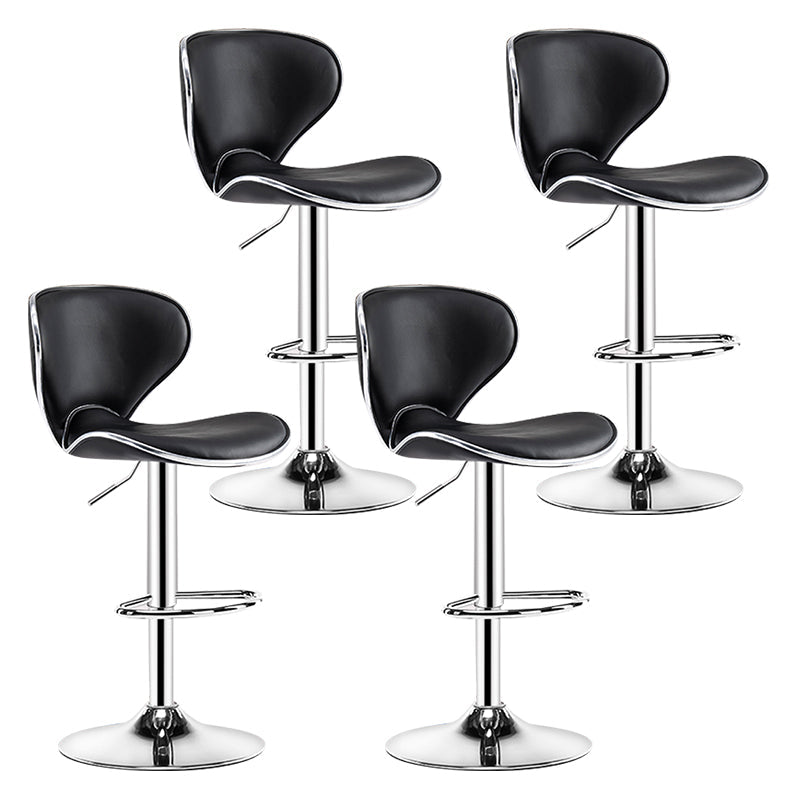 Modern Rotatable Backrest Counter Stool Steel Cashier Bar Stool with Leather Cushion Black 4 Piece Set Clearhalo 'Bar Furniture' 'Bar Stools' 'bar_stools' 'furn' 'furn_bar_stools' 'Furniture' 'furniture_bar_stools' 'Kitchen & Dining Furniture' 4729833