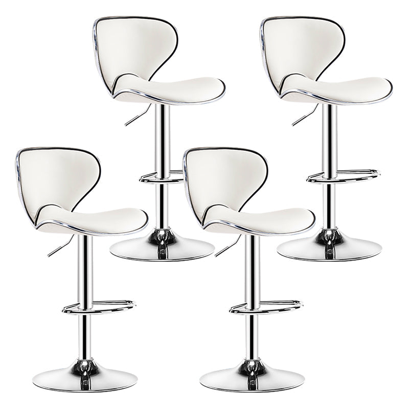 Modern Rotatable Backrest Counter Stool Steel Cashier Bar Stool with Leather Cushion Beige 4 Piece Set Clearhalo 'Bar Furniture' 'Bar Stools' 'bar_stools' 'furn' 'furn_bar_stools' 'Furniture' 'furniture_bar_stools' 'Kitchen & Dining Furniture' 4729834