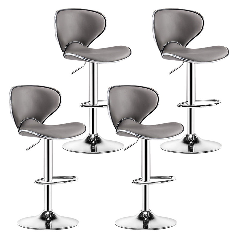 Modern Rotatable Backrest Counter Stool Steel Cashier Bar Stool with Leather Cushion Grey 4 Piece Set Clearhalo 'Bar Furniture' 'Bar Stools' 'bar_stools' 'furn' 'furn_bar_stools' 'Furniture' 'furniture_bar_stools' 'Kitchen & Dining Furniture' 4729835