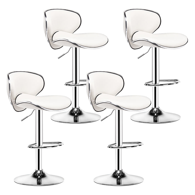 Modern Rotatable Backrest Counter Stool Steel Cashier Bar Stool with Leather Cushion Gloss White 4 Piece Set Clearhalo 'Bar Furniture' 'Bar Stools' 'bar_stools' 'furn' 'furn_bar_stools' 'Furniture' 'furniture_bar_stools' 'Kitchen & Dining Furniture' 4729836