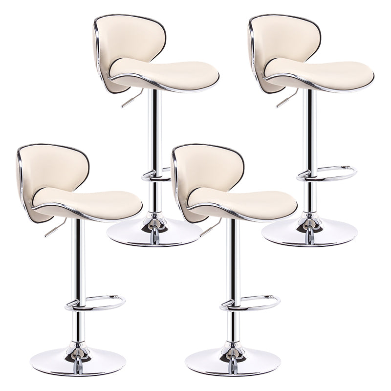 Modern Rotatable Backrest Counter Stool Steel Cashier Bar Stool with Leather Cushion Off-White 4 Piece Set Clearhalo 'Bar Furniture' 'Bar Stools' 'bar_stools' 'furn' 'furn_bar_stools' 'Furniture' 'furniture_bar_stools' 'Kitchen & Dining Furniture' 4729837