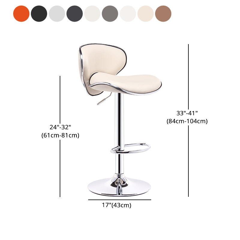 Modern Rotatable Backrest Counter Stool Steel Cashier Bar Stool with Leather Cushion Clearhalo 'Bar Furniture' 'Bar Stools' 'bar_stools' 'furn' 'furn_bar_stools' 'Furniture' 'furniture_bar_stools' 'Kitchen & Dining Furniture' 4729839