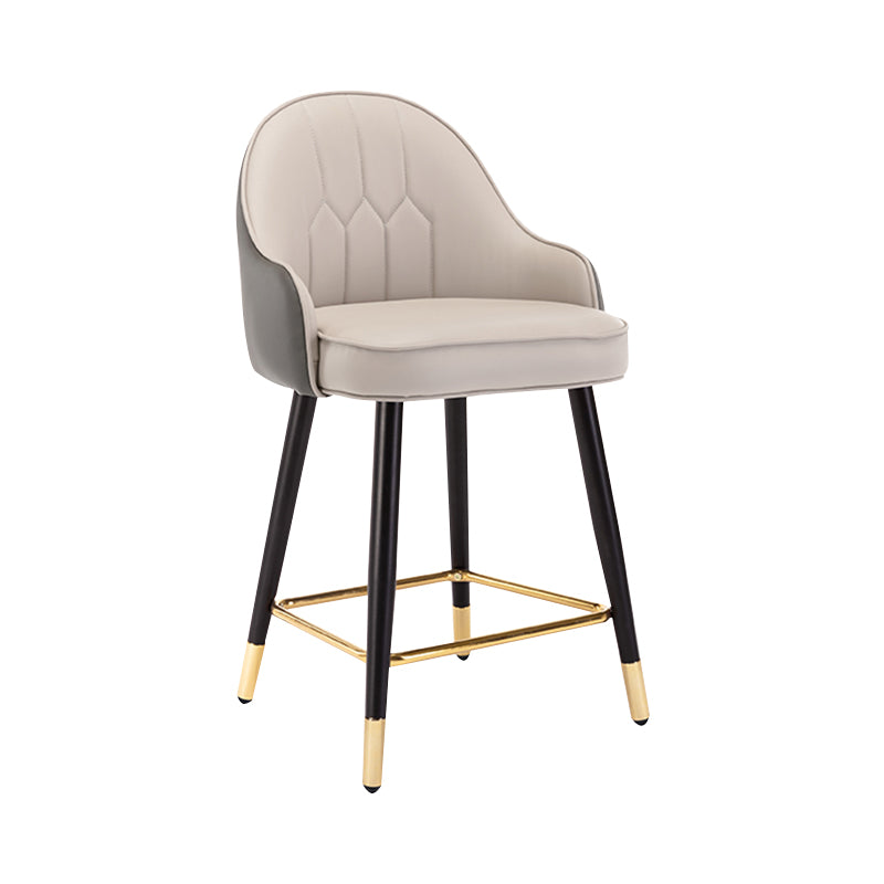 Modern Armless Backrest Counter Stool Iron Bedroom Bar Stool with Cushion and Pedal Grey 1 Piece Short Stool(22"H) Clearhalo 'Bar Furniture' 'Bar Stools' 'bar_stools' 'furn' 'furn_bar_stools' 'Furniture' 'furniture_bar_stools' 'Kitchen & Dining Furniture' 4729925