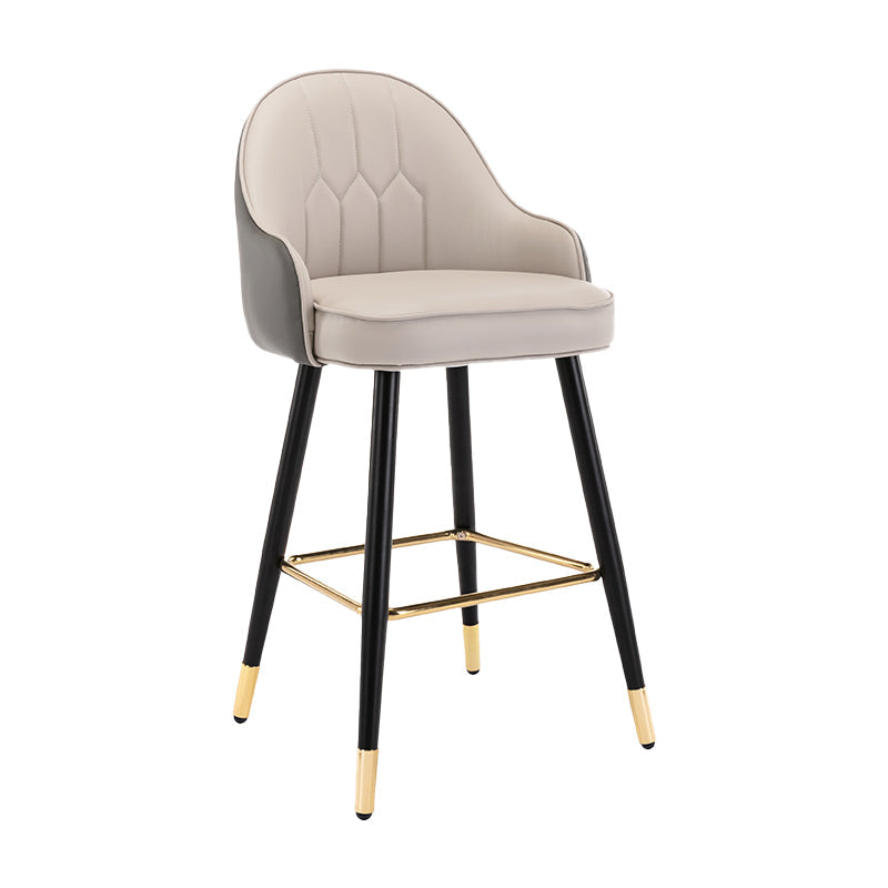 Modern Armless Backrest Counter Stool Iron Bedroom Bar Stool with Cushion and Pedal Grey 1 Piece Counter Stool(26"H) Clearhalo 'Bar Furniture' 'Bar Stools' 'bar_stools' 'furn' 'furn_bar_stools' 'Furniture' 'furniture_bar_stools' 'Kitchen & Dining Furniture' 4729926