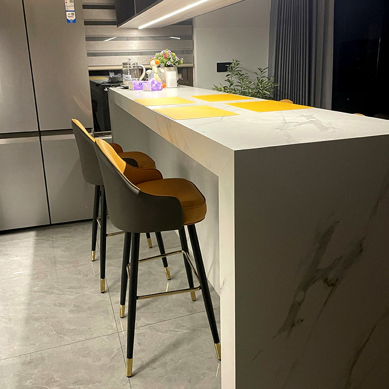 Modern Armless Backrest Counter Stool Iron Bedroom Bar Stool with Cushion and Pedal Clearhalo 'Bar Furniture' 'Bar Stools' 'bar_stools' 'furn' 'furn_bar_stools' 'Furniture' 'furniture_bar_stools' 'Kitchen & Dining Furniture' 4729927