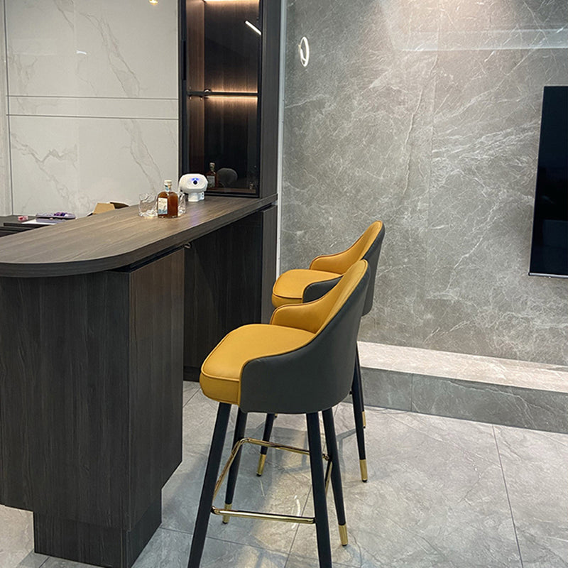 Modern Armless Backrest Counter Stool Iron Bedroom Bar Stool with Cushion and Pedal Clearhalo 'Bar Furniture' 'Bar Stools' 'bar_stools' 'furn' 'furn_bar_stools' 'Furniture' 'furniture_bar_stools' 'Kitchen & Dining Furniture' 4729928