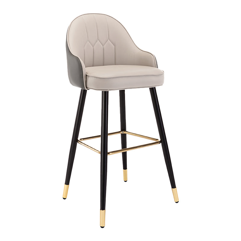 Modern Armless Backrest Counter Stool Iron Bedroom Bar Stool with Cushion and Pedal Grey 1 Piece Bar Stool(30"H) Clearhalo 'Bar Furniture' 'Bar Stools' 'bar_stools' 'furn' 'furn_bar_stools' 'Furniture' 'furniture_bar_stools' 'Kitchen & Dining Furniture' 4729929