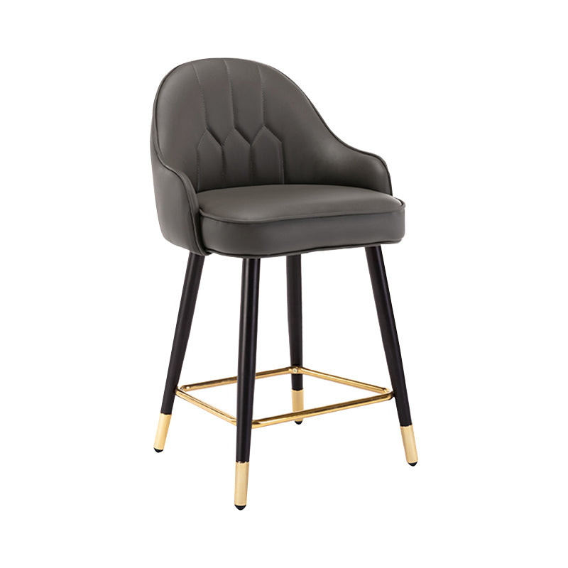 Modern Armless Backrest Counter Stool Iron Bedroom Bar Stool with Cushion and Pedal Dark Gray 1 Piece Short Stool(22"H) Clearhalo 'Bar Furniture' 'Bar Stools' 'bar_stools' 'furn' 'furn_bar_stools' 'Furniture' 'furniture_bar_stools' 'Kitchen & Dining Furniture' 4729930