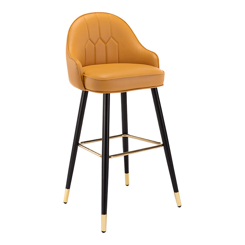 Modern Armless Backrest Counter Stool Iron Bedroom Bar Stool with Cushion and Pedal Clearhalo 'Bar Furniture' 'Bar Stools' 'bar_stools' 'furn' 'furn_bar_stools' 'Furniture' 'furniture_bar_stools' 'Kitchen & Dining Furniture' 4729932