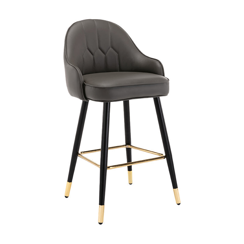 Modern Armless Backrest Counter Stool Iron Bedroom Bar Stool with Cushion and Pedal Dark Gray 1 Piece Counter Stool(26"H) Clearhalo 'Bar Furniture' 'Bar Stools' 'bar_stools' 'furn' 'furn_bar_stools' 'Furniture' 'furniture_bar_stools' 'Kitchen & Dining Furniture' 4729933