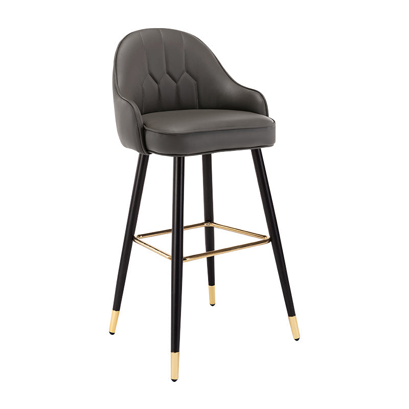 Modern Armless Backrest Counter Stool Iron Bedroom Bar Stool with Cushion and Pedal Dark Gray 1 Piece Bar Stool(30"H) Clearhalo 'Bar Furniture' 'Bar Stools' 'bar_stools' 'furn' 'furn_bar_stools' 'Furniture' 'furniture_bar_stools' 'Kitchen & Dining Furniture' 4729935