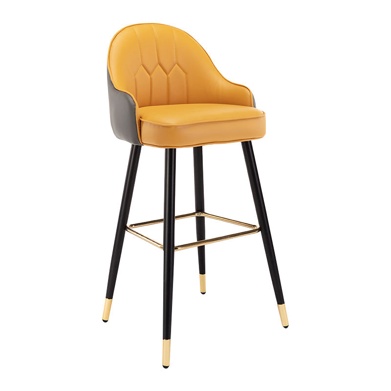 Modern Armless Backrest Counter Stool Iron Bedroom Bar Stool with Cushion and Pedal Orange 1 Piece Bar Stool(30"H) Clearhalo 'Bar Furniture' 'Bar Stools' 'bar_stools' 'furn' 'furn_bar_stools' 'Furniture' 'furniture_bar_stools' 'Kitchen & Dining Furniture' 4729940