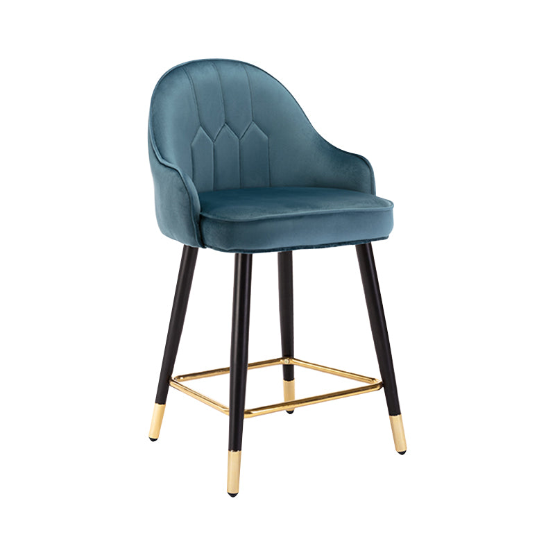 Modern Armless Backrest Counter Stool Iron Bedroom Bar Stool with Cushion and Pedal Royal Blue 1 Piece Short Stool(22"H) Clearhalo 'Bar Furniture' 'Bar Stools' 'bar_stools' 'furn' 'furn_bar_stools' 'Furniture' 'furniture_bar_stools' 'Kitchen & Dining Furniture' 4729941
