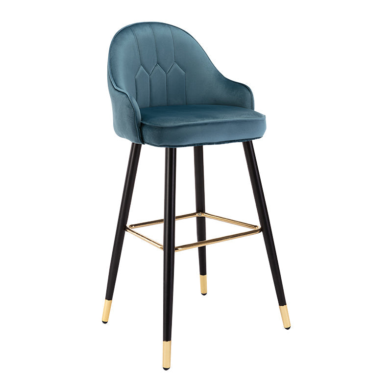 Modern Armless Backrest Counter Stool Iron Bedroom Bar Stool with Cushion and Pedal Royal Blue 1 Piece Bar Stool(30"H) Clearhalo 'Bar Furniture' 'Bar Stools' 'bar_stools' 'furn' 'furn_bar_stools' 'Furniture' 'furniture_bar_stools' 'Kitchen & Dining Furniture' 4729943