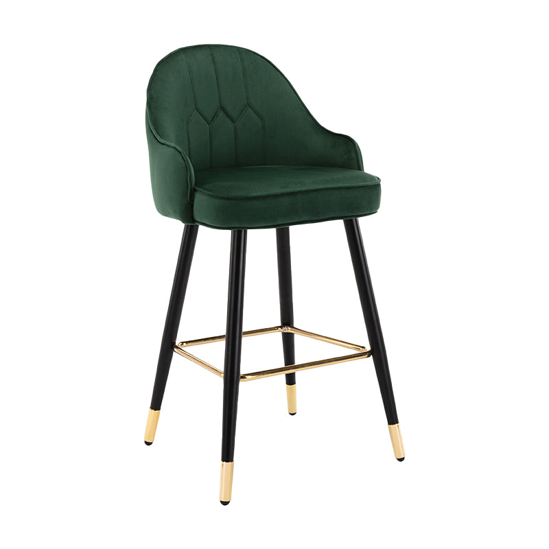 Modern Armless Backrest Counter Stool Iron Bedroom Bar Stool with Cushion and Pedal Blackish Green 1 Piece Counter Stool(26"H) Clearhalo 'Bar Furniture' 'Bar Stools' 'bar_stools' 'furn' 'furn_bar_stools' 'Furniture' 'furniture_bar_stools' 'Kitchen & Dining Furniture' 4729945