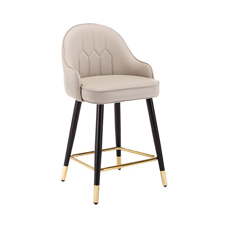 Modern Armless Backrest Counter Stool Iron Bedroom Bar Stool with Cushion and Pedal Light Khaki 1 Piece Short Stool(22"H) Clearhalo 'Bar Furniture' 'Bar Stools' 'bar_stools' 'furn' 'furn_bar_stools' 'Furniture' 'furniture_bar_stools' 'Kitchen & Dining Furniture' 4729947