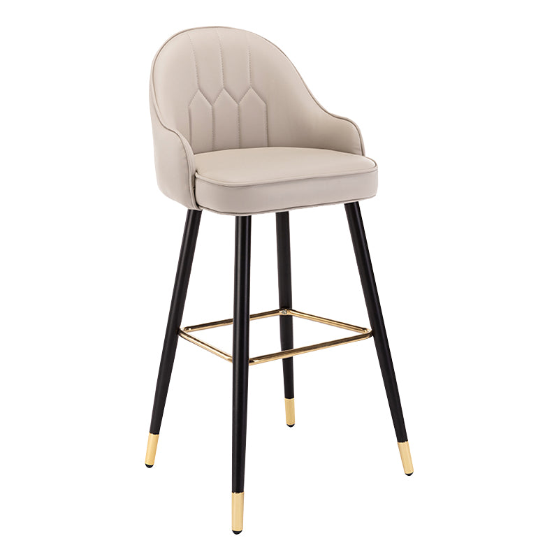Modern Armless Backrest Counter Stool Iron Bedroom Bar Stool with Cushion and Pedal Light Khaki 1 Piece Bar Stool(30"H) Clearhalo 'Bar Furniture' 'Bar Stools' 'bar_stools' 'furn' 'furn_bar_stools' 'Furniture' 'furniture_bar_stools' 'Kitchen & Dining Furniture' 4729949