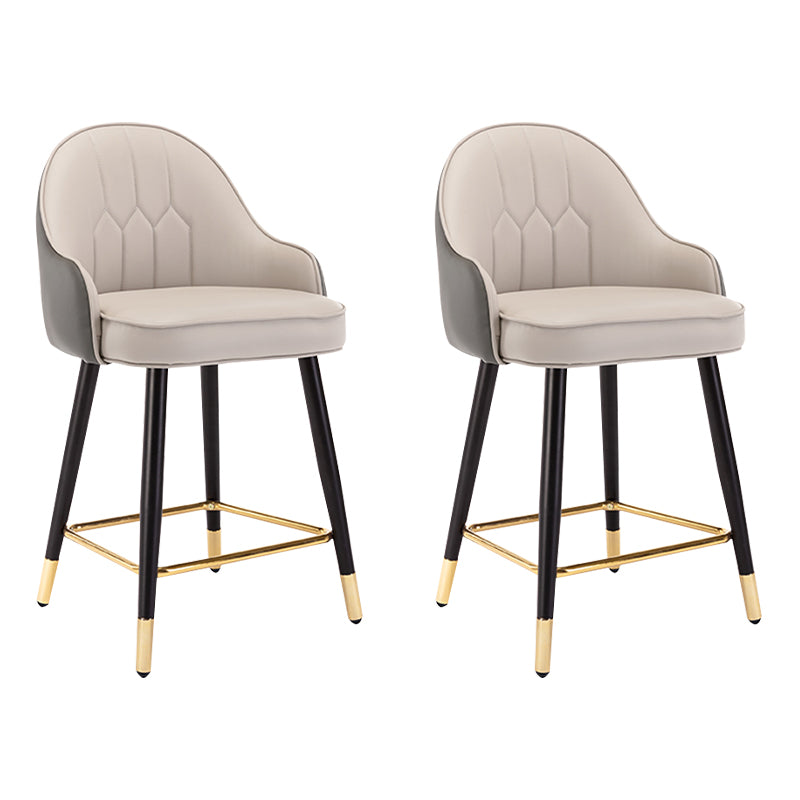 Modern Armless Backrest Counter Stool Iron Bedroom Bar Stool with Cushion and Pedal Grey 2 Piece Set Short Stool(22"H) Clearhalo 'Bar Furniture' 'Bar Stools' 'bar_stools' 'furn' 'furn_bar_stools' 'Furniture' 'furniture_bar_stools' 'Kitchen & Dining Furniture' 4729953