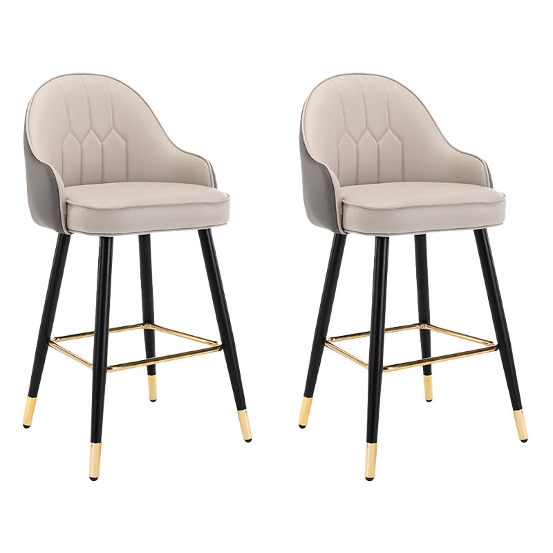 Modern Armless Backrest Counter Stool Iron Bedroom Bar Stool with Cushion and Pedal Grey 2 Piece Set Counter Stool(26"H) Clearhalo 'Bar Furniture' 'Bar Stools' 'bar_stools' 'furn' 'furn_bar_stools' 'Furniture' 'furniture_bar_stools' 'Kitchen & Dining Furniture' 4729954