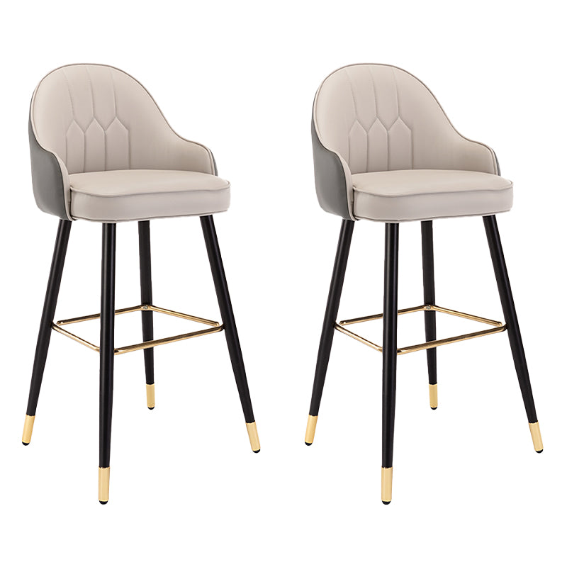 Modern Armless Backrest Counter Stool Iron Bedroom Bar Stool with Cushion and Pedal Grey 2 Piece Set Bar Stool(30"H) Clearhalo 'Bar Furniture' 'Bar Stools' 'bar_stools' 'furn' 'furn_bar_stools' 'Furniture' 'furniture_bar_stools' 'Kitchen & Dining Furniture' 4729955