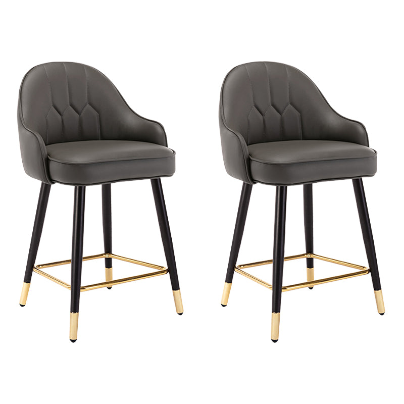 Modern Armless Backrest Counter Stool Iron Bedroom Bar Stool with Cushion and Pedal Dark Gray 2 Piece Set Short Stool(22"H) Clearhalo 'Bar Furniture' 'Bar Stools' 'bar_stools' 'furn' 'furn_bar_stools' 'Furniture' 'furniture_bar_stools' 'Kitchen & Dining Furniture' 4729956