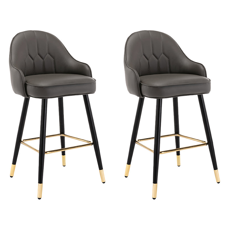 Modern Armless Backrest Counter Stool Iron Bedroom Bar Stool with Cushion and Pedal Dark Gray 2 Piece Set Counter Stool(26"H) Clearhalo 'Bar Furniture' 'Bar Stools' 'bar_stools' 'furn' 'furn_bar_stools' 'Furniture' 'furniture_bar_stools' 'Kitchen & Dining Furniture' 4729957