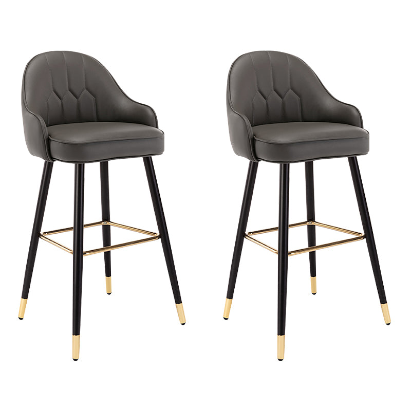 Modern Armless Backrest Counter Stool Iron Bedroom Bar Stool with Cushion and Pedal Dark Gray 2 Piece Set Bar Stool(30"H) Clearhalo 'Bar Furniture' 'Bar Stools' 'bar_stools' 'furn' 'furn_bar_stools' 'Furniture' 'furniture_bar_stools' 'Kitchen & Dining Furniture' 4729958