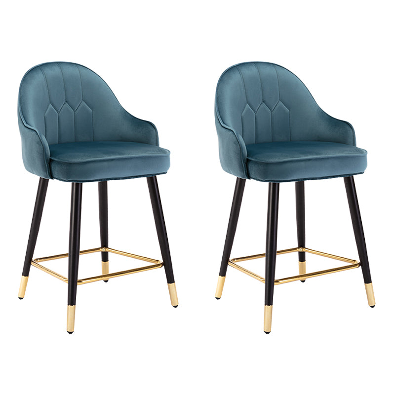 Modern Armless Backrest Counter Stool Iron Bedroom Bar Stool with Cushion and Pedal Royal Blue 2 Piece Set Short Stool(22"H) Clearhalo 'Bar Furniture' 'Bar Stools' 'bar_stools' 'furn' 'furn_bar_stools' 'Furniture' 'furniture_bar_stools' 'Kitchen & Dining Furniture' 4729962