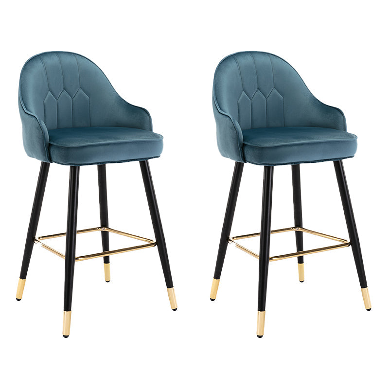 Modern Armless Backrest Counter Stool Iron Bedroom Bar Stool with Cushion and Pedal Royal Blue 2 Piece Set Counter Stool(26"H) Clearhalo 'Bar Furniture' 'Bar Stools' 'bar_stools' 'furn' 'furn_bar_stools' 'Furniture' 'furniture_bar_stools' 'Kitchen & Dining Furniture' 4729963