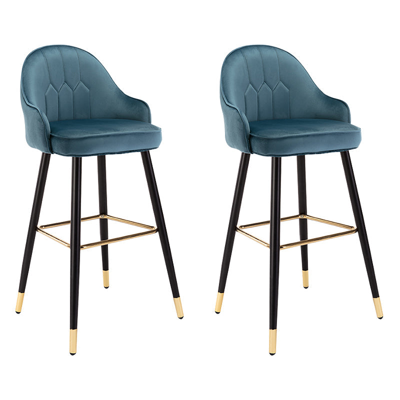 Modern Armless Backrest Counter Stool Iron Bedroom Bar Stool with Cushion and Pedal Royal Blue 2 Piece Set Bar Stool(30"H) Clearhalo 'Bar Furniture' 'Bar Stools' 'bar_stools' 'furn' 'furn_bar_stools' 'Furniture' 'furniture_bar_stools' 'Kitchen & Dining Furniture' 4729964