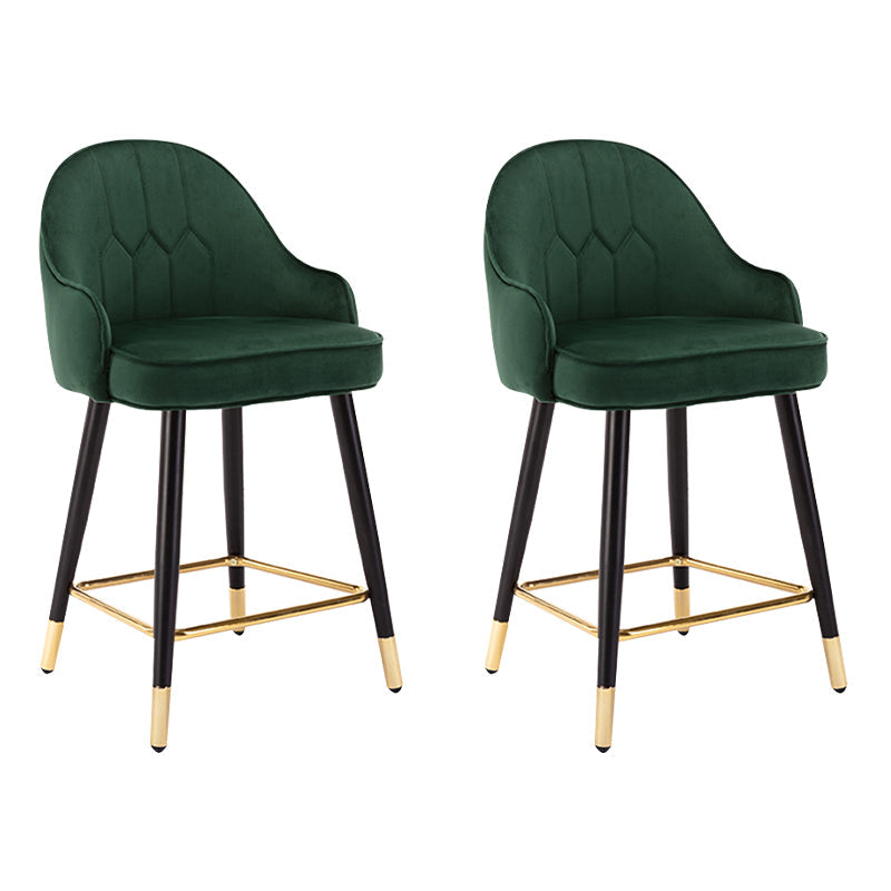 Modern Armless Backrest Counter Stool Iron Bedroom Bar Stool with Cushion and Pedal Blackish Green 2 Piece Set Short Stool(22"H) Clearhalo 'Bar Furniture' 'Bar Stools' 'bar_stools' 'furn' 'furn_bar_stools' 'Furniture' 'furniture_bar_stools' 'Kitchen & Dining Furniture' 4729965