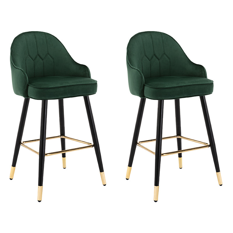 Modern Armless Backrest Counter Stool Iron Bedroom Bar Stool with Cushion and Pedal Blackish Green 2 Piece Set Counter Stool(26"H) Clearhalo 'Bar Furniture' 'Bar Stools' 'bar_stools' 'furn' 'furn_bar_stools' 'Furniture' 'furniture_bar_stools' 'Kitchen & Dining Furniture' 4729966