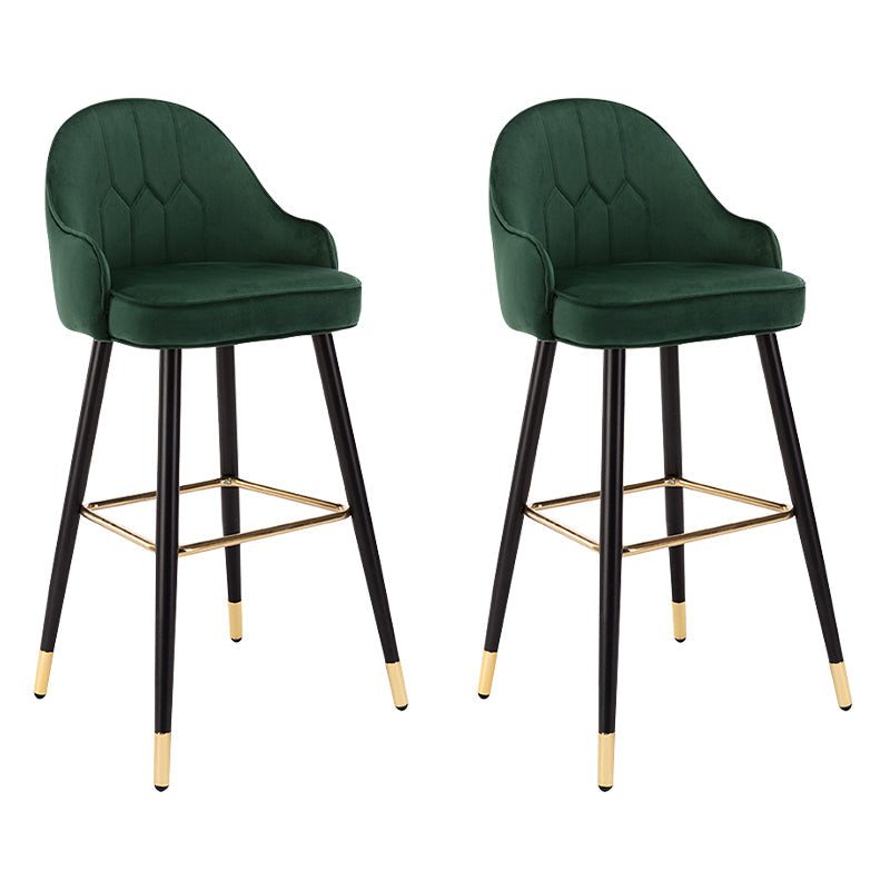 Modern Armless Backrest Counter Stool Iron Bedroom Bar Stool with Cushion and Pedal Blackish Green 2 Piece Set Bar Stool(30"H) Clearhalo 'Bar Furniture' 'Bar Stools' 'bar_stools' 'furn' 'furn_bar_stools' 'Furniture' 'furniture_bar_stools' 'Kitchen & Dining Furniture' 4729967
