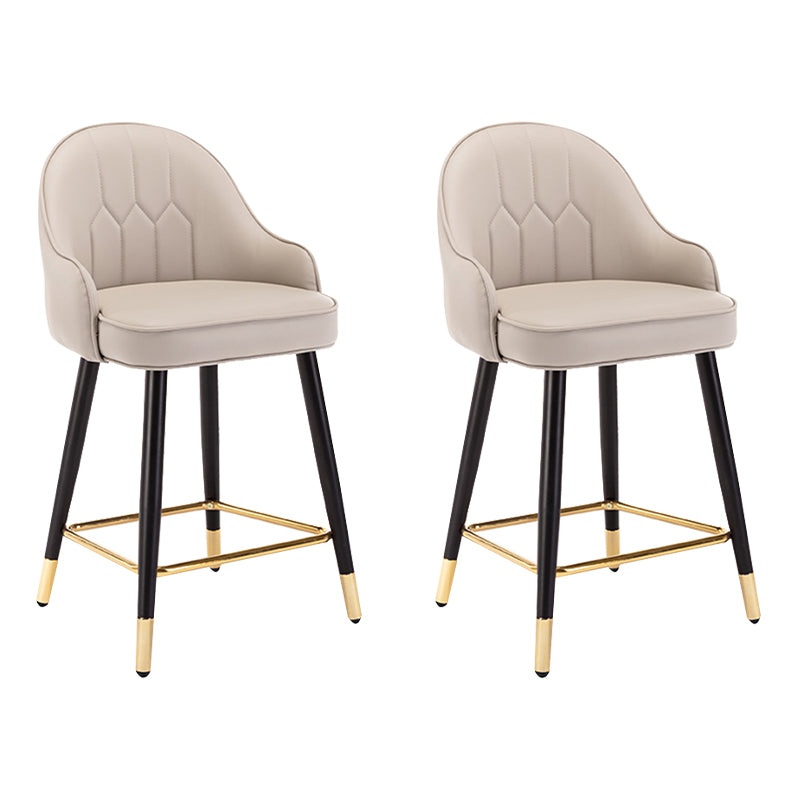 Modern Armless Backrest Counter Stool Iron Bedroom Bar Stool with Cushion and Pedal Light Khaki 2 Piece Set Short Stool(22"H) Clearhalo 'Bar Furniture' 'Bar Stools' 'bar_stools' 'furn' 'furn_bar_stools' 'Furniture' 'furniture_bar_stools' 'Kitchen & Dining Furniture' 4729968