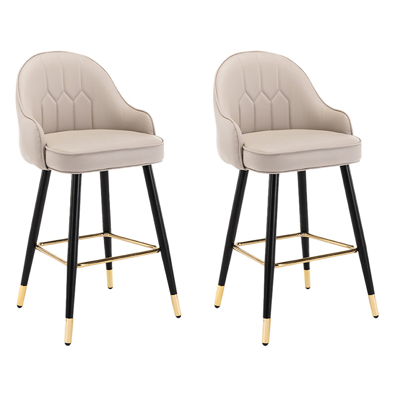 Modern Armless Backrest Counter Stool Iron Bedroom Bar Stool with Cushion and Pedal Light Khaki 2 Piece Set Counter Stool(26"H) Clearhalo 'Bar Furniture' 'Bar Stools' 'bar_stools' 'furn' 'furn_bar_stools' 'Furniture' 'furniture_bar_stools' 'Kitchen & Dining Furniture' 4729969