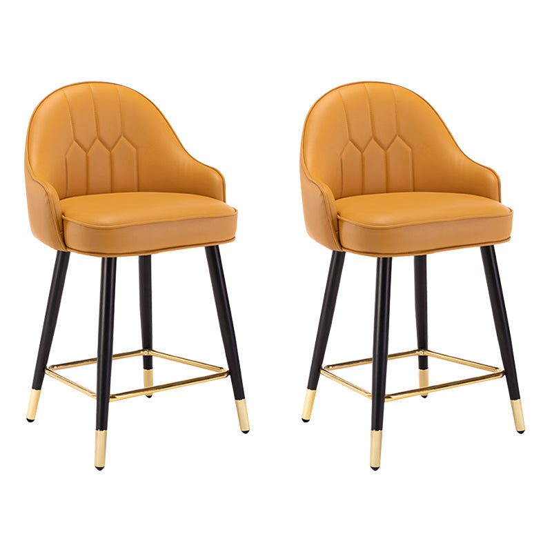 Modern Armless Backrest Counter Stool Iron Bedroom Bar Stool with Cushion and Pedal Orange 2 Piece Set Short Stool(22"H) Clearhalo 'Bar Furniture' 'Bar Stools' 'bar_stools' 'furn' 'furn_bar_stools' 'Furniture' 'furniture_bar_stools' 'Kitchen & Dining Furniture' 4729971