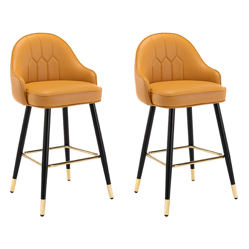 Modern Armless Backrest Counter Stool Iron Bedroom Bar Stool with Cushion and Pedal Orange 2 Piece Set Counter Stool(26"H) Clearhalo 'Bar Furniture' 'Bar Stools' 'bar_stools' 'furn' 'furn_bar_stools' 'Furniture' 'furniture_bar_stools' 'Kitchen & Dining Furniture' 4729972