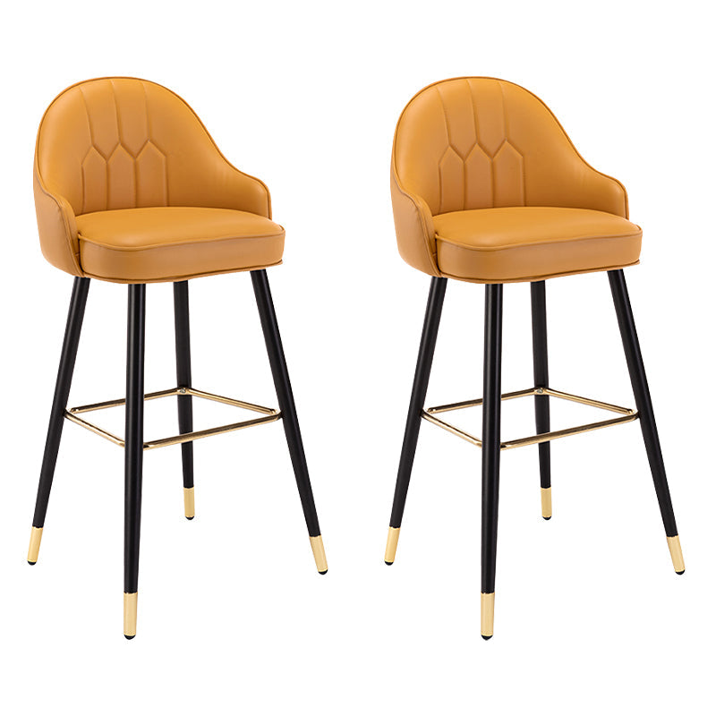 Modern Armless Backrest Counter Stool Iron Bedroom Bar Stool with Cushion and Pedal Orange 2 Piece Set Bar Stool(30"H) Clearhalo 'Bar Furniture' 'Bar Stools' 'bar_stools' 'furn' 'furn_bar_stools' 'Furniture' 'furniture_bar_stools' 'Kitchen & Dining Furniture' 4729973