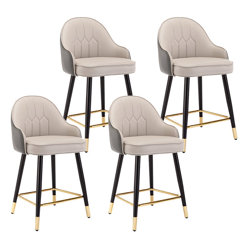 Modern Armless Backrest Counter Stool Iron Bedroom Bar Stool with Cushion and Pedal Grey 4 Piece Set Short Stool(22"H) Clearhalo 'Bar Furniture' 'Bar Stools' 'bar_stools' 'furn' 'furn_bar_stools' 'Furniture' 'furniture_bar_stools' 'Kitchen & Dining Furniture' 4729974