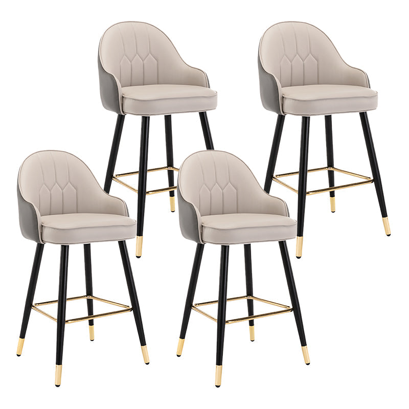 Modern Armless Backrest Counter Stool Iron Bedroom Bar Stool with Cushion and Pedal Grey 4 Piece Set Counter Stool(26"H) Clearhalo 'Bar Furniture' 'Bar Stools' 'bar_stools' 'furn' 'furn_bar_stools' 'Furniture' 'furniture_bar_stools' 'Kitchen & Dining Furniture' 4729975