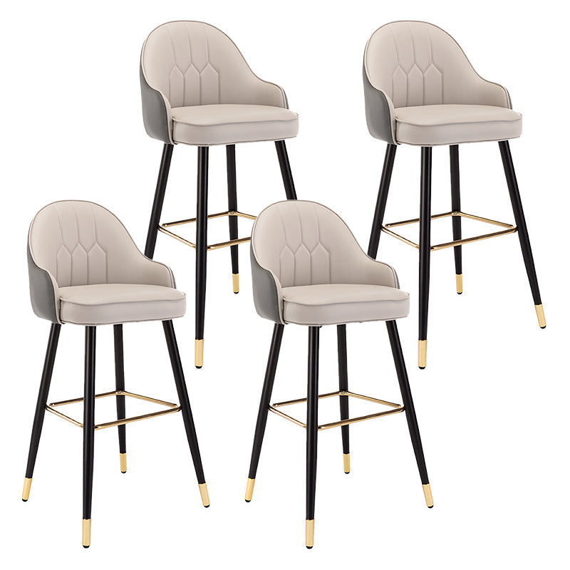 Modern Armless Backrest Counter Stool Iron Bedroom Bar Stool with Cushion and Pedal Grey 4 Piece Set Bar Stool(30"H) Clearhalo 'Bar Furniture' 'Bar Stools' 'bar_stools' 'furn' 'furn_bar_stools' 'Furniture' 'furniture_bar_stools' 'Kitchen & Dining Furniture' 4729976