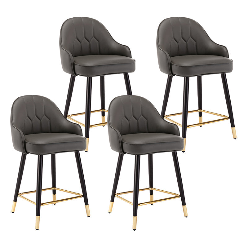 Modern Armless Backrest Counter Stool Iron Bedroom Bar Stool with Cushion and Pedal Dark Gray 4 Piece Set Short Stool(22"H) Clearhalo 'Bar Furniture' 'Bar Stools' 'bar_stools' 'furn' 'furn_bar_stools' 'Furniture' 'furniture_bar_stools' 'Kitchen & Dining Furniture' 4729977