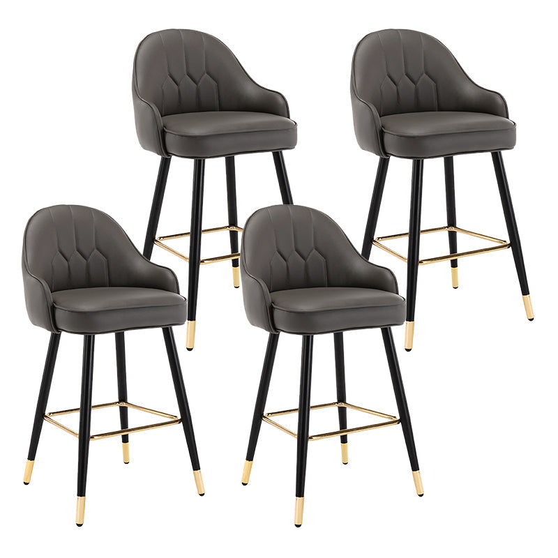 Modern Armless Backrest Counter Stool Iron Bedroom Bar Stool with Cushion and Pedal Dark Gray 4 Piece Set Counter Stool(26"H) Clearhalo 'Bar Furniture' 'Bar Stools' 'bar_stools' 'furn' 'furn_bar_stools' 'Furniture' 'furniture_bar_stools' 'Kitchen & Dining Furniture' 4729978